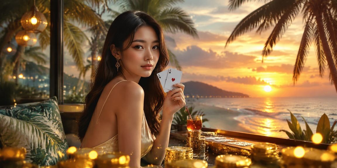 Antara muka permainan poker dalam sunny77 dengan tema gaya Kota Kinabalu
