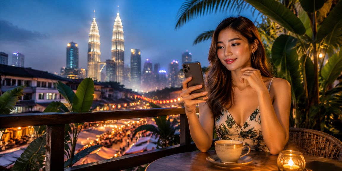 Pengguna mengakses kasino dalam talian sunny77 melalui telefon pintar di Kuala Lumpur